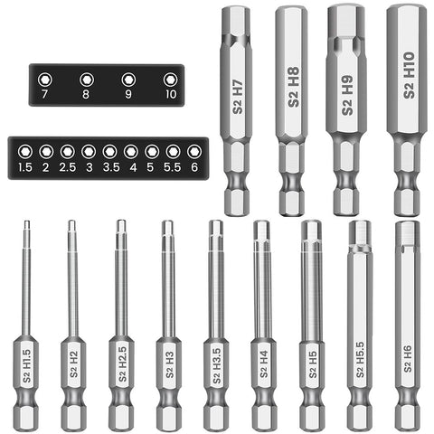 13-Piece Magnetic S2 Steel Hex Allen Bit Set