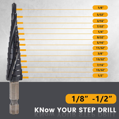 1/8"-1/2" Cobalt Step Drill Set