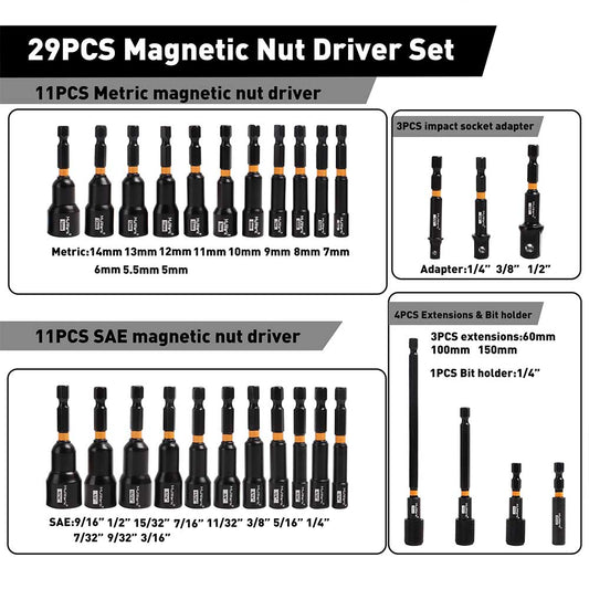 29PCS Magnetic Nut Driver Set