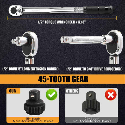 3PC 1/2" Drive Torque Wrench Set