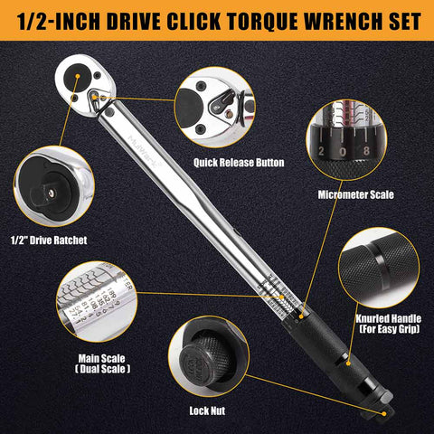 3PC 1/2" Drive Torque Wrench Set