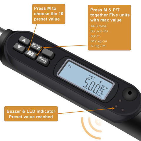 3/8" Digital Torque Wrench Electronic Set