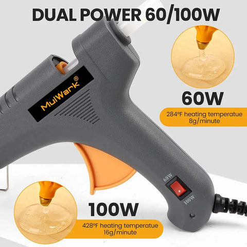 Full Size Dual Power Hot Glue Gun Kit with 30 Glue Stick