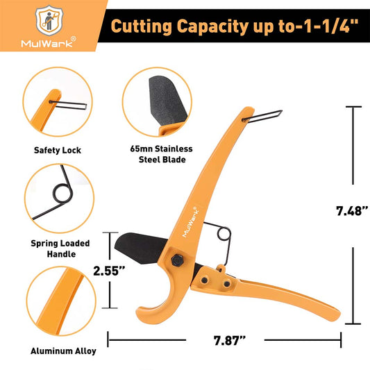 Heavy-Duty PVC Pipe Cutter with Teflon Tape, Cuts up to 1-1/4