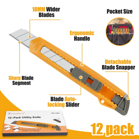 12-Pack 18mm Utility Knife Multi