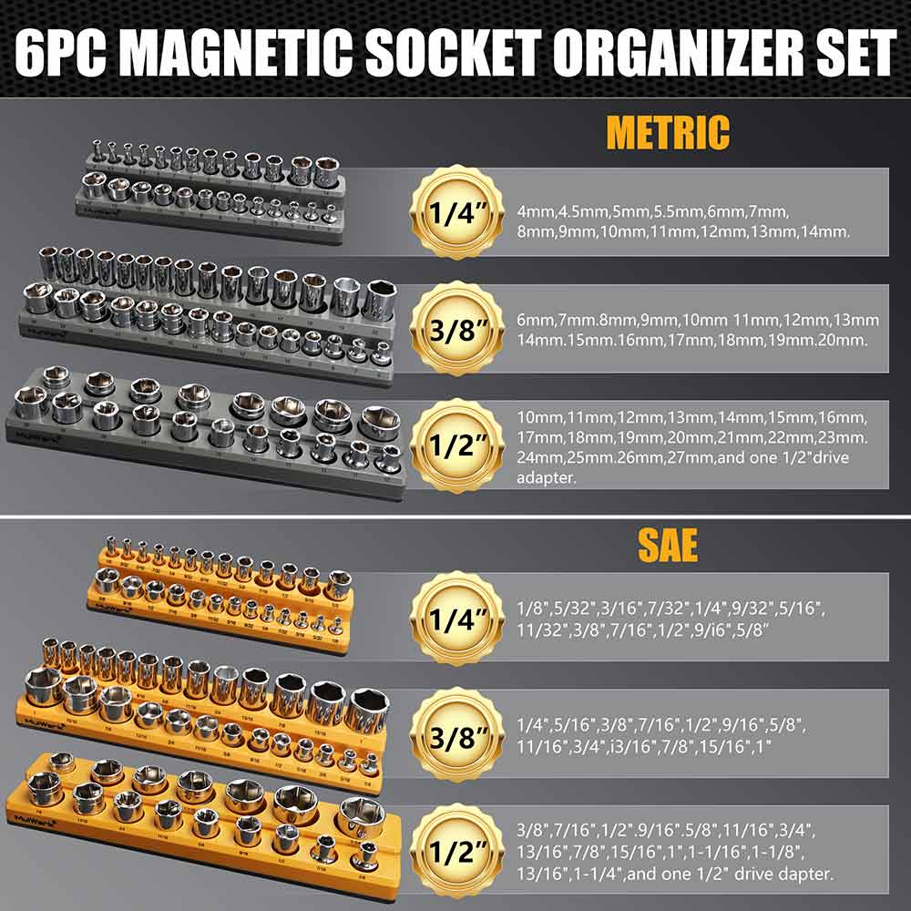 6PC Magnetic Socket Holder Set